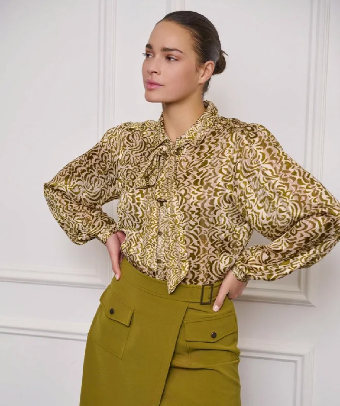 Great Deals Esqualo Bow Blouse In Dimensional Print