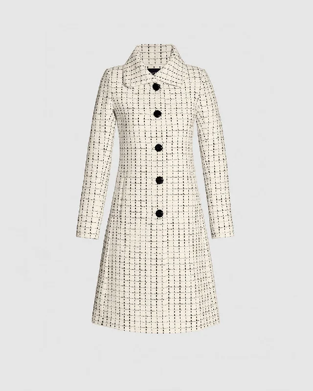 Today's Special Tweed Baby Alpaca Empire Waist A-line Coat
